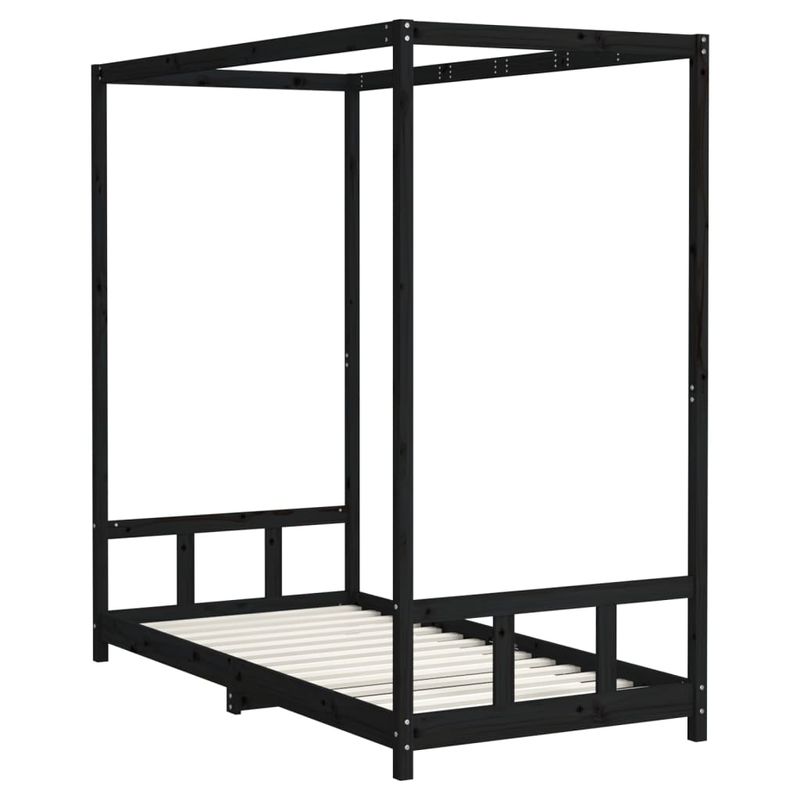 Casa si Gradina - Mobilier - Mobilier copii - Patuturi copii - Cadru de pat pentru copii, negru, 90x190 cm, lemn masiv de pin - Infinity.ro