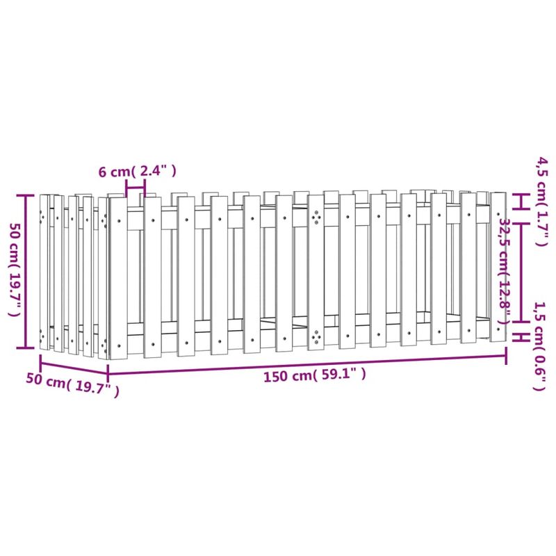 Casa si Gradina - Gradinarit si plante - Plante si ghivece - Ghivece si suporturi - Pat inaltat gradina design gard 150x50x50 cm lemn impregnat pin - Infinity.ro