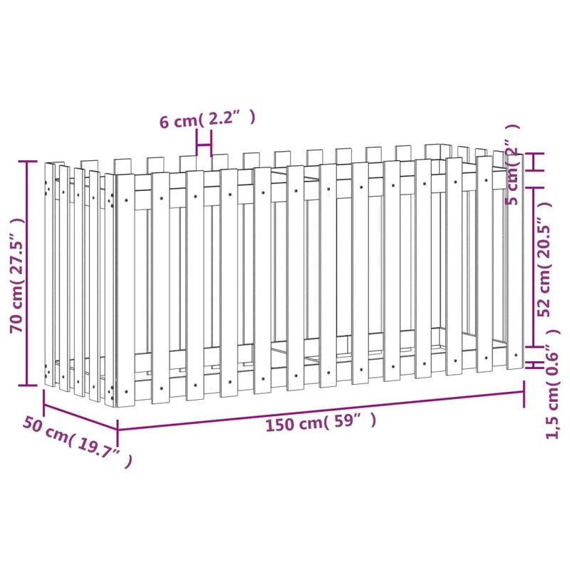 Casa si Gradina - Gradinarit si plante - Plante si ghivece - Ghivece si suporturi - Pat inaltat gradina design gard 150x50x70 cm lemn impregnat pin - Infinity.ro