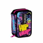 Carti si Birotica - Rechizite - Penare - Penar Mitama Super Triplo 3 compartimente design roz cu negru - Infinity.ro