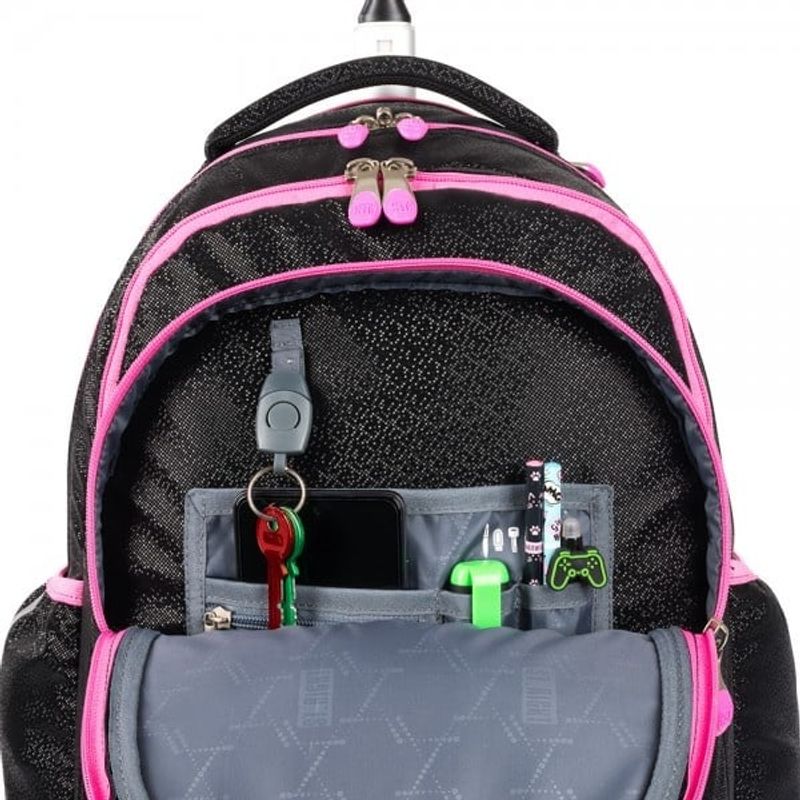 Carti si Birotica - Rechizite - Rucsacuri si genti scolare - Ghiozdan cu troler Majewski Gama St. Right, colectia Black Glitter 2024, TB01 - Infinity.ro