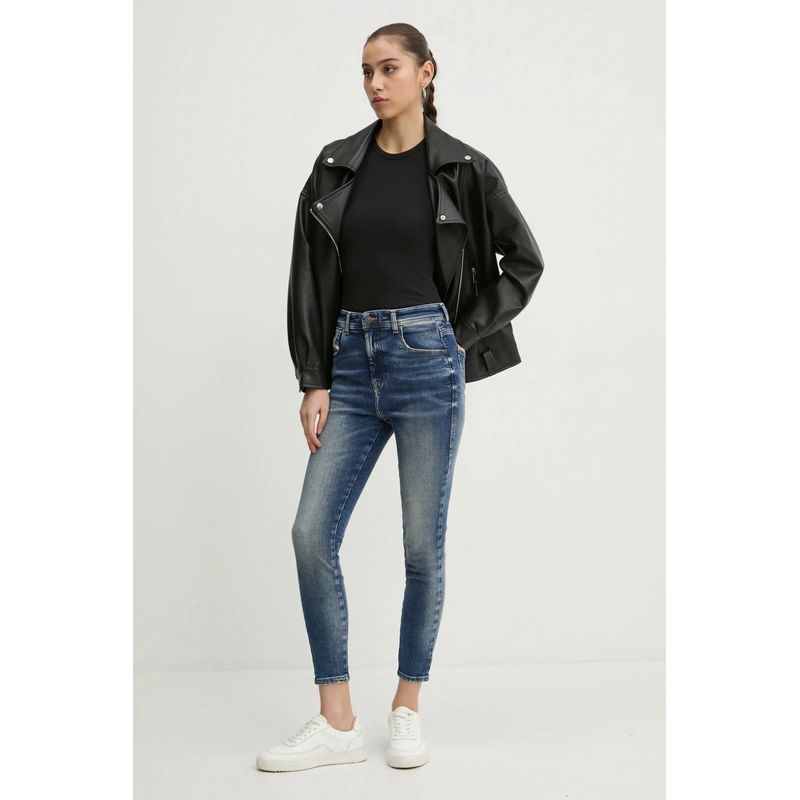 Fashion, accesorii si bijuterii - Femei - Imbracaminte femei - Pantaloni femei - Blugi dama skinny Diesel cu talie inalta Slandy W30-L30 US Albastru Denim - Infinity.ro