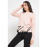 Fashion, accesorii si bijuterii - Femei - Imbracaminte femei - Camasi si bluze femei - Bluza dama Karl Lagerfeld din amestec de bumbac organic cu logo brodat L INTL Piersica - Infinity.ro