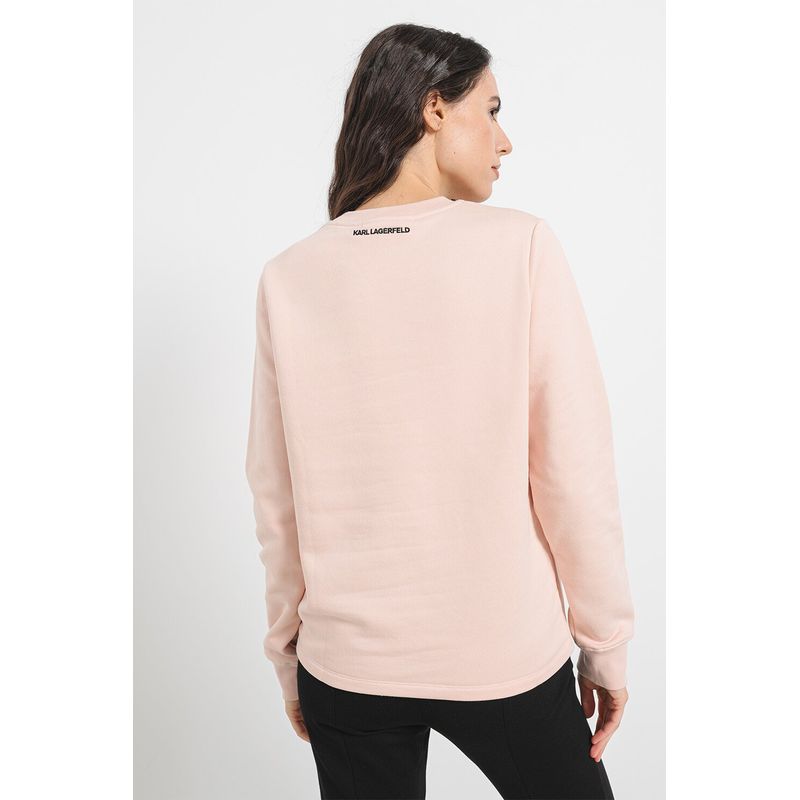 Fashion, accesorii si bijuterii - Femei - Imbracaminte femei - Camasi si bluze femei - Bluza dama Karl Lagerfeld din amestec de bumbac organic cu logo brodat L INTL Piersica - Infinity.ro