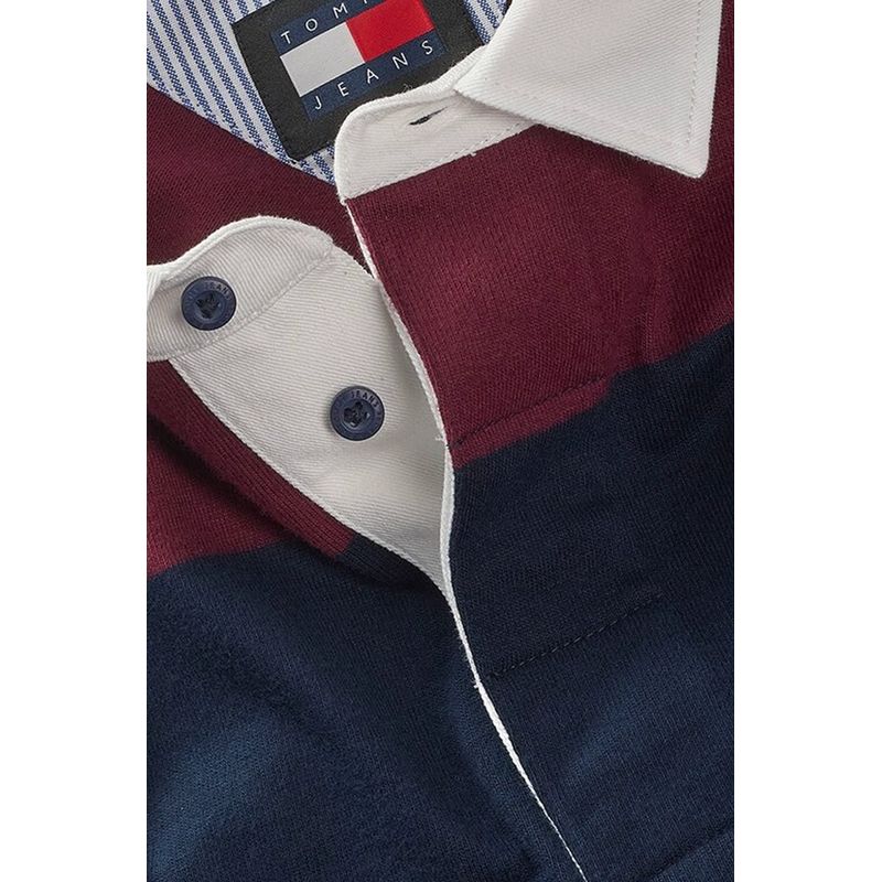 Fashion, accesorii si bijuterii - Barbati - Imbracaminte - Tricouri si bluze barbati - Bluza polo barbati Tommy Jeans in dungi DM0DM19621 M INTL Rosu | Bleumarin - Infinity.ro