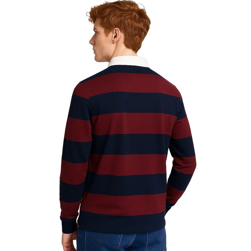 Fashion, accesorii si bijuterii - Barbati - Imbracaminte - Tricouri si bluze barbati - Bluza polo barbati Tommy Jeans in dungi DM0DM19621 M INTL Rosu | Bleumarin - Infinity.ro