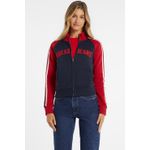 Fashion, accesorii si bijuterii - Femei - Imbracaminte femei - Hanorace femei - Bluza de trening Guess cu fermoar si broderie logo S INTL Rosu | Bleumarin - Infinity.ro