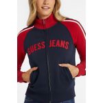 Fashion, accesorii si bijuterii - Femei - Imbracaminte femei - Hanorace femei - Bluza de trening Guess cu fermoar si broderie logo S INTL Rosu | Bleumarin - Infinity.ro