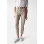 Fashion, accesorii si bijuterii - Femei - Imbracaminte femei - Pantaloni femei - Pantaloni crop Salsa Jeans din piele ecologica 26 Maro taupe deschis - Infinity.ro