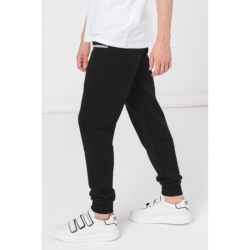 Fashion, accesorii si bijuterii - Barbati - Imbracaminte - Pantaloni barbati - Pantaloni de trening Karl Lagerfeld cu banda in talie cu snur de ajustare Negru M INTL - Infinity.ro