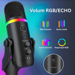 TV, Audio-Video si Foto - Audio profesionale - Microfoane profesionale - Microfon Profesional K66 USB, RGB, Mute, Suport Detasabil, Gaming, Podcast, Windows, Mac, PS4/PS5, Negru - Infinity.ro