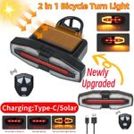 Sport si Outdoor - Ciclism - Accesorii pentru biciclete - Lumini biciclete - Lumina spate pentru bicicleta sau trotineta cu semnalizatoare, cu incarcare solara si tip C - Infinity.ro