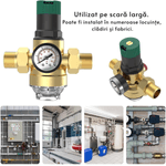 Casa si Gradina - Sanitare - Instalatii hidro - Fitinguri - Regulator presiune apa 1/2" DN15 16 bar NeoHGS, Corp din Alama, Manometru si Filtru Autocuratare, Industrial - Infinity.ro