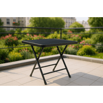 Casa si Gradina - Gradina si terasa - Mobilier exterior - Mese gradina - Masa pliabila exterior 80x80 cm 4 persoane – metal si sticla neagra rezistenta - Infinity.ro