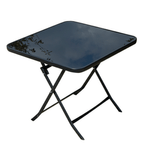 Casa si Gradina - Gradina si terasa - Mobilier exterior - Mese gradina - Masa pliabila exterior 80x80 cm 4 persoane – metal si sticla neagra rezistenta - Infinity.ro