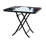 Casa si Gradina - Gradina si terasa - Mobilier exterior - Mese gradina - Masa pliabila exterior 80x80 cm 4 persoane – metal si sticla neagra rezistenta - Infinity.ro