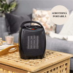 Electronice si Electrocasnice - Climatizare si sisteme de incalzire - Aparate incalzire aer - Aeroterme - Aeroterma Ceramica 1500W, Portabila, Termostat Reglabil, 2 Trepte de Viteza, Protectie Anti-Cadere, Neagra - Infinity.ro