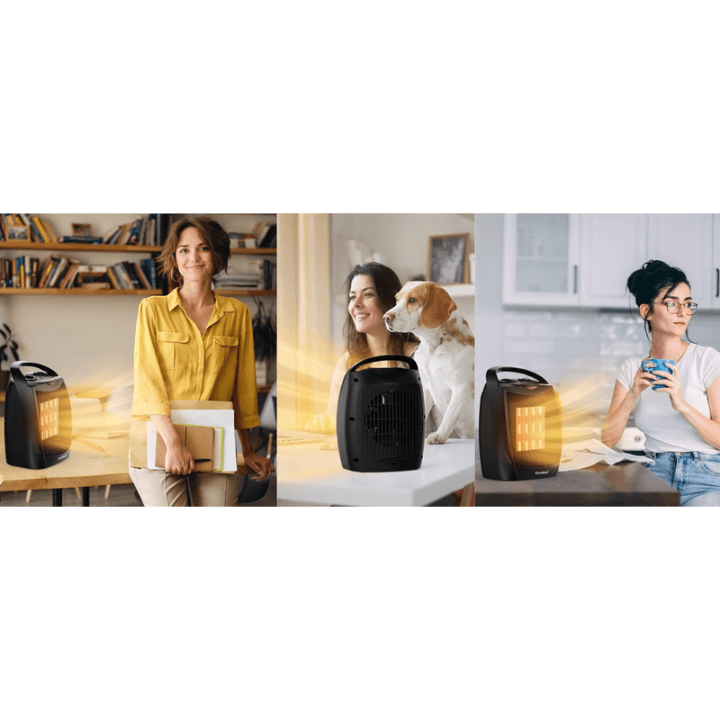 Electronice si Electrocasnice - Climatizare si sisteme de incalzire - Aparate incalzire aer - Aeroterme - Aeroterma Ceramica 1500W, Portabila, Termostat Reglabil, 2 Trepte de Viteza, Protectie Anti-Cadere, Neagra - Infinity.ro