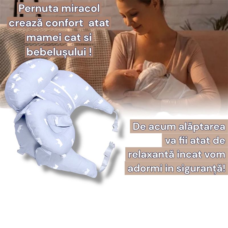 Jucarii, Copii si Bebe - Maternitate - Accesorii alaptare - Perna de ajutor alaptare si suport bebe, prindere talie, husa detasabila din bumbac, Gri - Infinity.ro