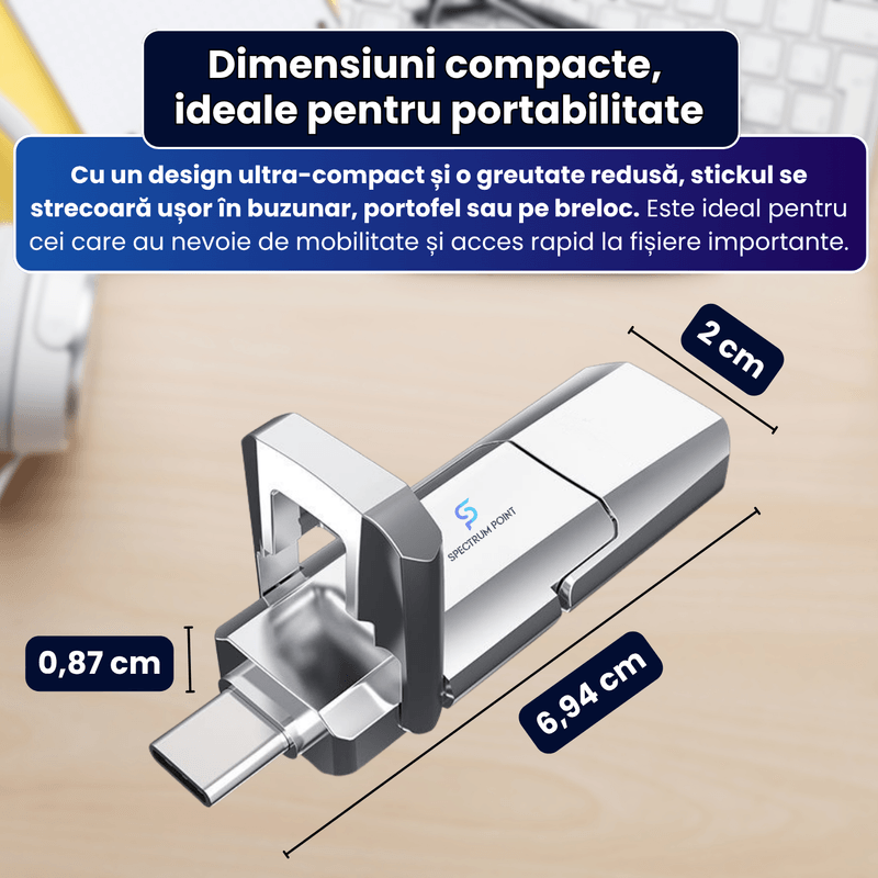 PC, gaming si accesorii - Periferice PC - Memorii USB - Stick de memorie 2 in 1 USB + Type-C 128GB, pentru telefon/laptop/PC/tableta,  compatibil universal - Infinity.ro