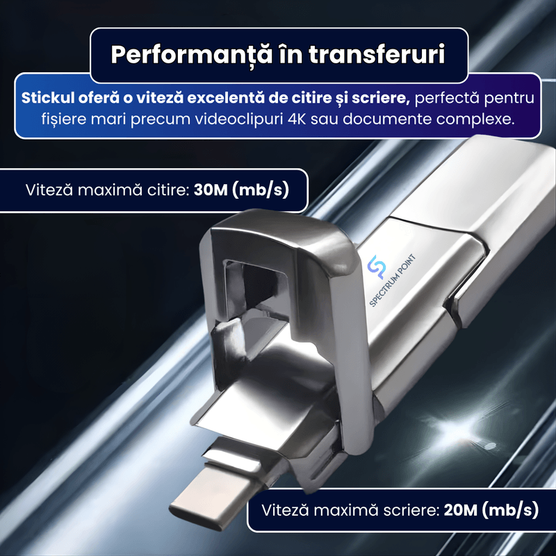 PC, gaming si accesorii - Periferice PC - Memorii USB - Stick de memorie 2 in 1 USB + Type-C 128GB, pentru telefon/laptop/PC/tableta,  compatibil universal - Infinity.ro