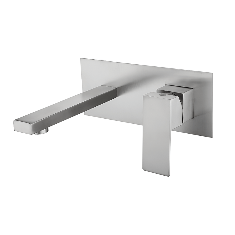 Casa si Gradina - Sanitare - Lavoar baie si accesorii - Baterii sanitare - Baterie baie incastrata, GLIMATECH, monocomanda, montaj pe perete, otel inoxidabil, finisaj periat, gri inox - Infinity.ro