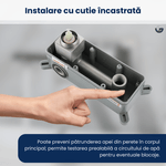 Casa si Gradina - Sanitare - Lavoar baie si accesorii - Baterii sanitare - Baterie baie incastrata, GLIMATECH, monocomanda, montaj pe perete, otel inoxidabil, finisaj periat, gri inox - Infinity.ro