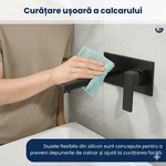 Casa si Gradina - Sanitare - Lavoar baie si accesorii - Baterii sanitare - Baterie sanitara pentru chiuveta baie GLIMATECH, Otel inoxidabil, Prindere in perete, Design modern, Negru mat - Infinity.ro