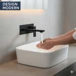 Casa si Gradina - Sanitare - Lavoar baie si accesorii - Baterii sanitare - Baterie sanitara pentru chiuveta baie GLIMATECH, Otel inoxidabil, Prindere in perete, Design modern, Negru mat - Infinity.ro