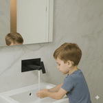 Casa si Gradina - Sanitare - Lavoar baie si accesorii - Baterii sanitare - Baterie sanitara pentru chiuveta baie GLIMATECH, Otel inoxidabil, Prindere in perete, Design modern, Negru mat - Infinity.ro