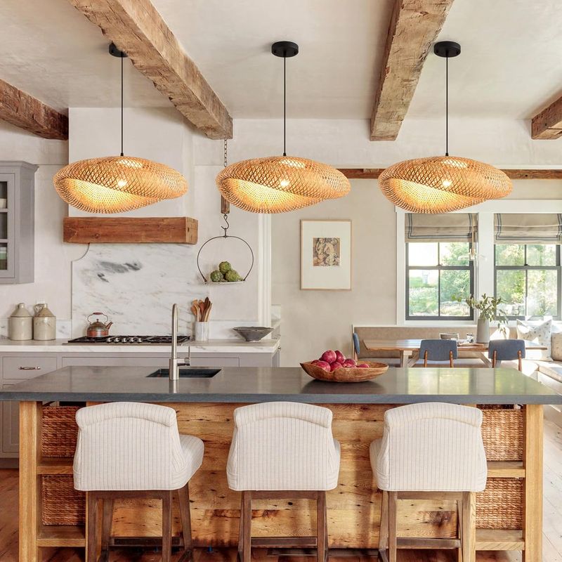 Casa si Gradina - Corpuri si surse de iluminat - Accesorii corpuri de iluminat - Corp de iluminat pendul, AB Luxury Concept, boho-scandinav, bambus si ratan, diametru 40cm, lungime cablu 100cm - Infinity.ro