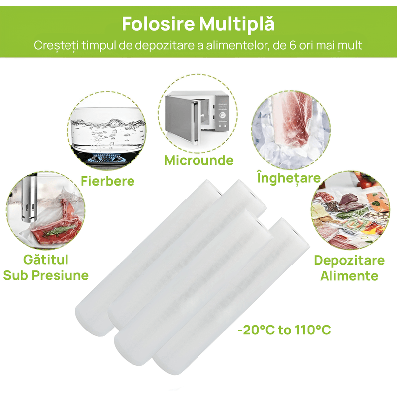 Market - Curatenie si intretinere casa - Produse bucatarie - Pungi si folii alimentare - Set 50 role pungi de vidat gofrate IMA Trend 20 × 30 cm – folie profesionala, compatibile aparate de vidat alimente - Infinity.ro