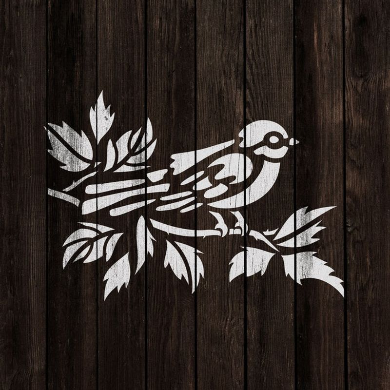 Casa si Gradina - Decoratiuni - DIY - Sabloane decorative pereti - Sablon Perete vopsire, tencuiala 0.7mm Pasare pe Ramura model MXSP7412, 100 x 100 mm - Infinity.ro