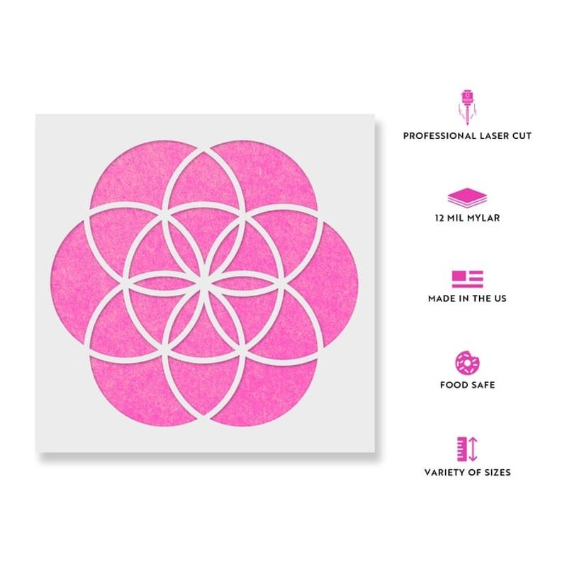 Casa si Gradina - Decoratiuni - DIY - Sabloane decorative pereti - Sablon Perete vopsire, tencuiala 0.7mm Seed of Life Refolosibil, model MXSP7155, 400 x 400 mm - Infinity.ro
