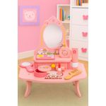 Jucarii, Copii si Bebe - Jucarii si jocuri - Jucarii de rol - Frumusete, bijuterii si accesorii fetite - Masuta de toaleta copii Ecotoys, lemn, oglinda, sertar, 7 accesorii, roz KID007271 - Infinity.ro