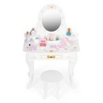 Jucarii, Copii si Bebe - Jucarii si jocuri - Jucarii de rol - Frumusete, bijuterii si accesorii fetite - Masuta de toaleta copii Ecotoys, lemn, accesorii si oglinda, roz KID003983 - Infinity.ro