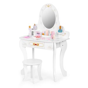 Masuta de toaleta copii Ecotoys, lemn, accesorii si oglinda, roz KID003983