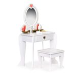 Jucarii, Copii si Bebe - Jucarii si jocuri - Jucarii de rol - Frumusete, bijuterii si accesorii fetite - Masuta de toaleta Ecotoys, lemn, trusa accesorii, alb KID977215 - Infinity.ro