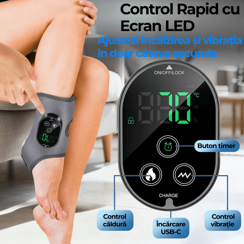 Ingrijire personala si Cosmetice - Sanatate si wellness - Articole wellness - Aparate si dispozitive de masaj - Aparat Masaj 3 in 1 pentru Glezna, Talpa si Brat JustNet®, Incalzire + Vibratie Duala, Baterie 3000mAh, Incarcare USB-C - Infinity.ro