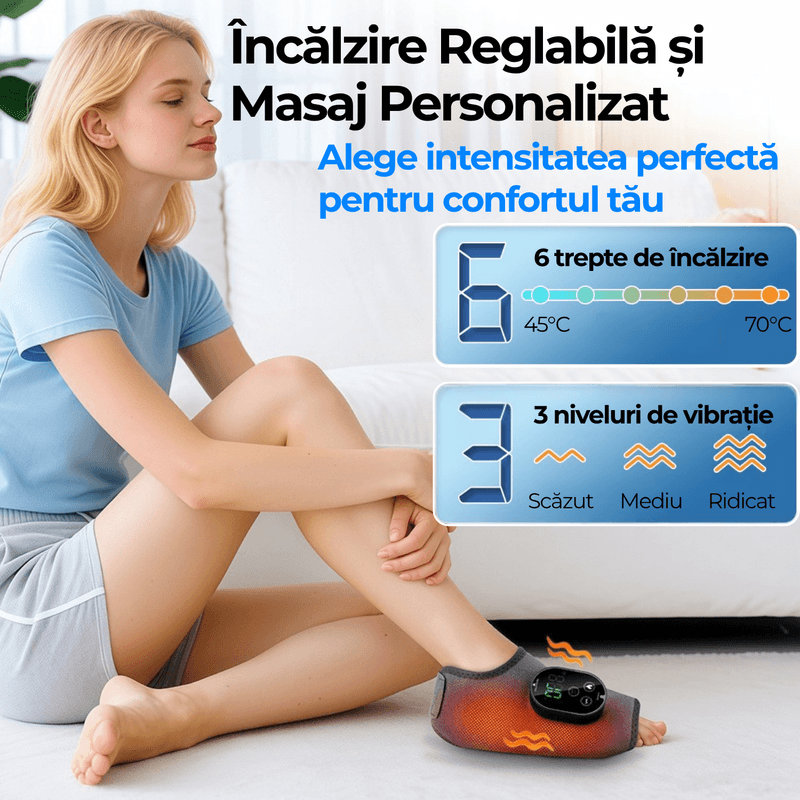 Ingrijire personala si Cosmetice - Sanatate si wellness - Articole wellness - Aparate si dispozitive de masaj - Aparat Masaj 3 in 1 pentru Glezna, Talpa si Brat JustNet®, Incalzire + Vibratie Duala, Baterie 3000mAh, Incarcare USB-C - Infinity.ro