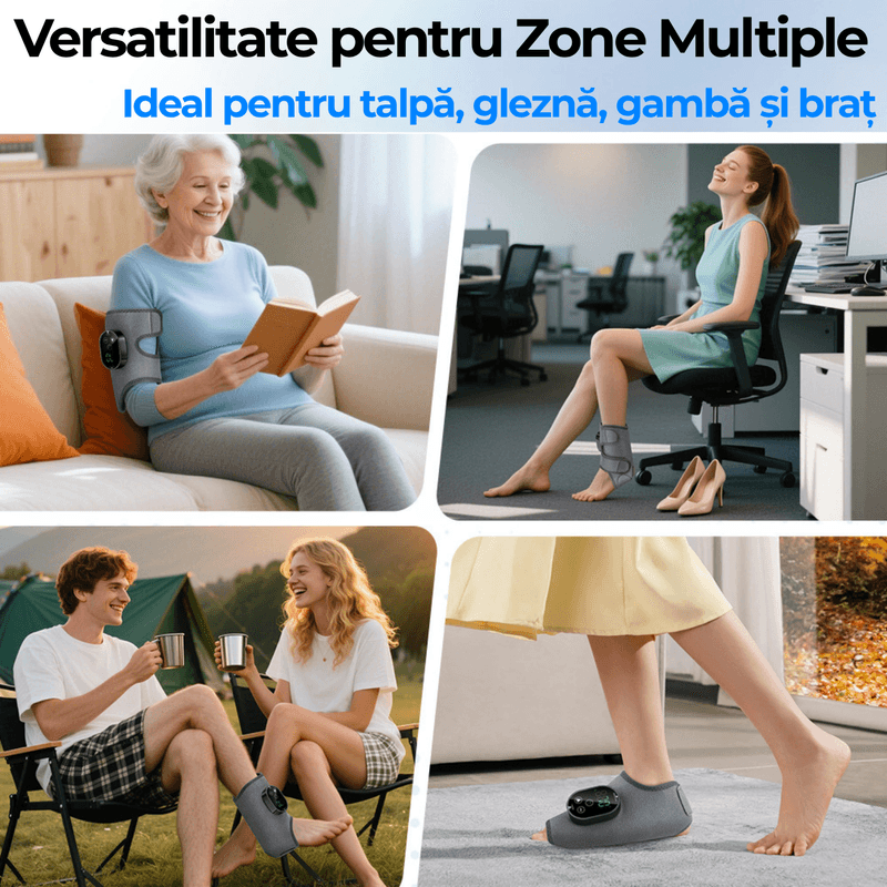 Ingrijire personala si Cosmetice - Sanatate si wellness - Articole wellness - Aparate si dispozitive de masaj - Aparat Masaj 3 in 1 pentru Glezna, Talpa si Brat JustNet®, Incalzire + Vibratie Duala, Baterie 3000mAh, Incarcare USB-C - Infinity.ro
