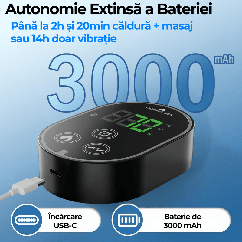 Ingrijire personala si Cosmetice - Sanatate si wellness - Articole wellness - Aparate si dispozitive de masaj - Aparat Masaj 3 in 1 pentru Glezna, Talpa si Brat JustNet®, Incalzire + Vibratie Duala, Baterie 3000mAh, Incarcare USB-C - Infinity.ro