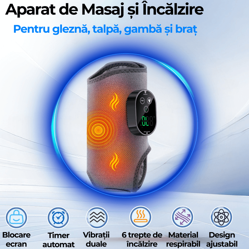 Ingrijire personala si Cosmetice - Sanatate si wellness - Articole wellness - Aparate si dispozitive de masaj - Aparat Masaj 3 in 1 pentru Glezna, Talpa si Brat JustNet®, Incalzire + Vibratie Duala, Baterie 3000mAh, Incarcare USB-C - Infinity.ro