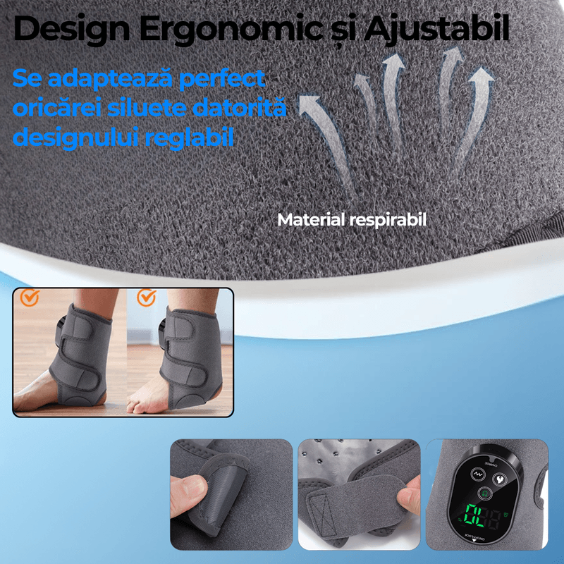 Ingrijire personala si Cosmetice - Sanatate si wellness - Articole wellness - Aparate si dispozitive de masaj - Aparat Masaj 3 in 1 pentru Glezna, Talpa si Brat JustNet®, Incalzire + Vibratie Duala, Baterie 3000mAh, Incarcare USB-C - Infinity.ro