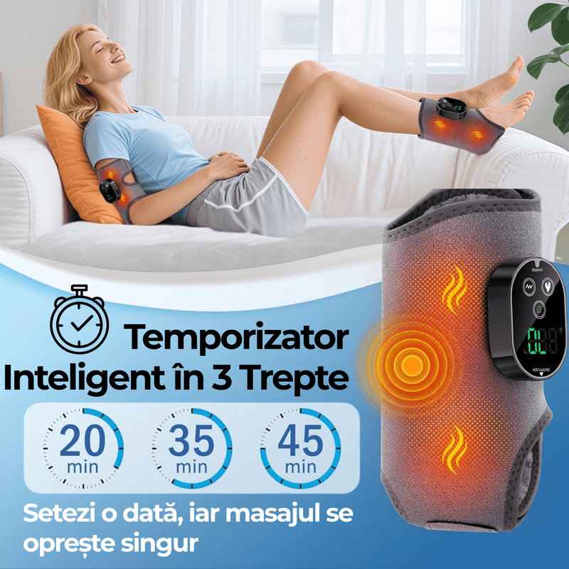 Ingrijire personala si Cosmetice - Sanatate si wellness - Articole wellness - Aparate si dispozitive de masaj - Aparat Masaj 3 in 1 pentru Glezna, Talpa si Brat JustNet®, Incalzire + Vibratie Duala, Baterie 3000mAh, Incarcare USB-C - Infinity.ro