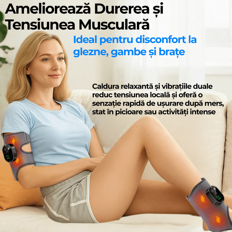 Ingrijire personala si Cosmetice - Sanatate si wellness - Articole wellness - Aparate si dispozitive de masaj - Aparat Masaj 3 in 1 pentru Glezna, Talpa si Brat JustNet®, Incalzire + Vibratie Duala, Baterie 3000mAh, Incarcare USB-C - Infinity.ro