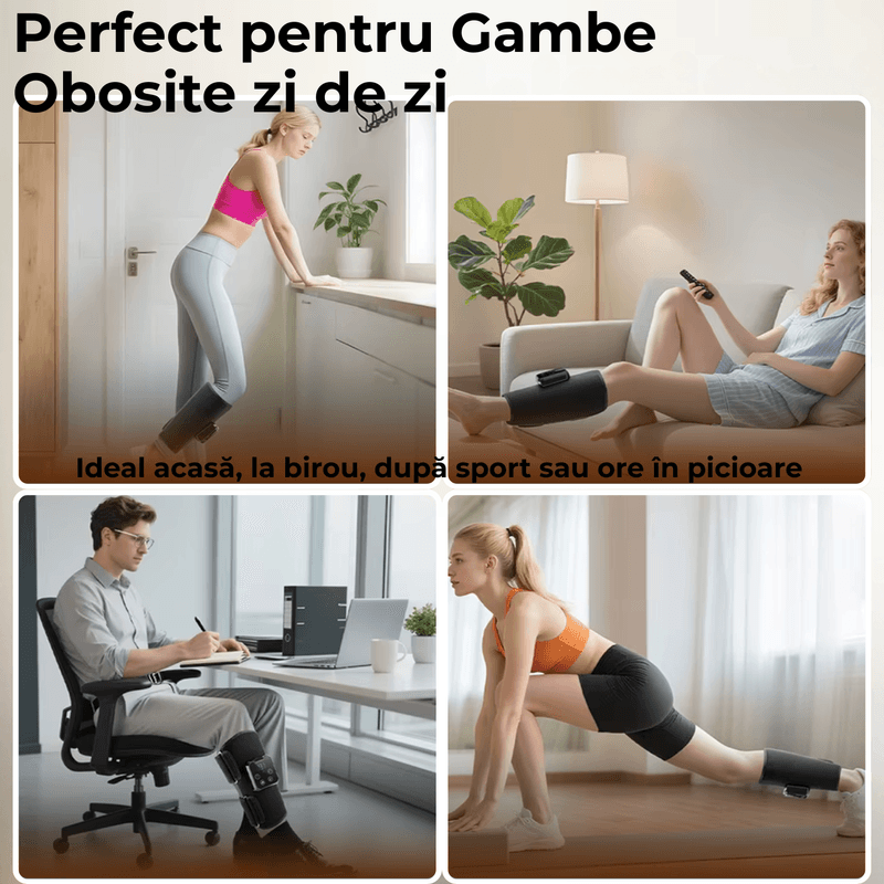 Ingrijire personala si Cosmetice - Sanatate si wellness - Articole wellness - Aparate si dispozitive de masaj - Aparat Masaj Gambe JustNet®, Masaj cu Aer tip Drenaj Limfatic si Incalzire, Ecran LED, Baterie 4000mAh, Incarcare USB-C - Infinity.ro