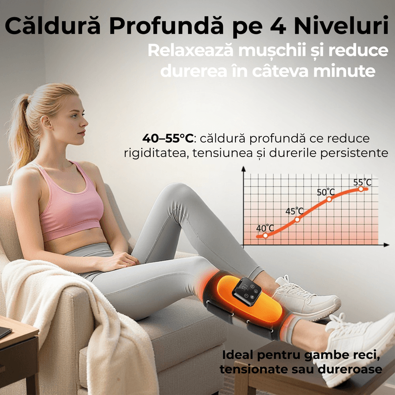 Ingrijire personala si Cosmetice - Sanatate si wellness - Articole wellness - Aparate si dispozitive de masaj - Aparat Masaj Gambe JustNet®, Masaj cu Aer tip Drenaj Limfatic si Incalzire, Ecran LED, Baterie 4000mAh, Incarcare USB-C - Infinity.ro