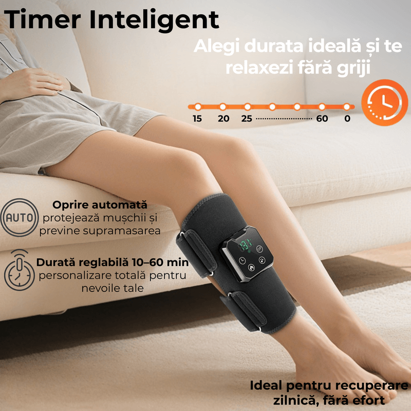 Ingrijire personala si Cosmetice - Sanatate si wellness - Articole wellness - Aparate si dispozitive de masaj - Aparat Masaj Gambe JustNet®, Masaj cu Aer tip Drenaj Limfatic si Incalzire, Ecran LED, Baterie 4000mAh, Incarcare USB-C - Infinity.ro