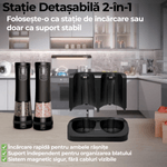 Casa si Gradina - Bucatarie si vesela - Ustensile bucatarie - Rasnite si dozatoare condimente - Set 2 Rasnite Electrice JustNet® pentru Sare, Piper si Condimente, Iluminare LED si Afisaj Digital, Baza Incarcare USB-C - Infinity.ro